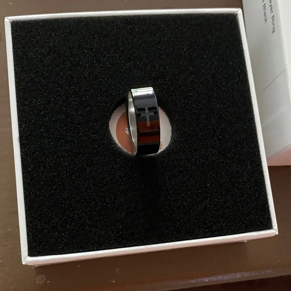 CONFIDEIN Smart Prayer Ring Matte Black Size 9 NWT